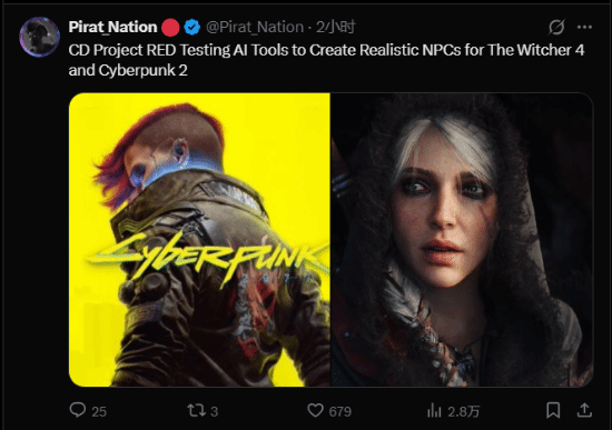 巫师4赛博朋克2用AI做NPC!角色更真实,团队已超900人